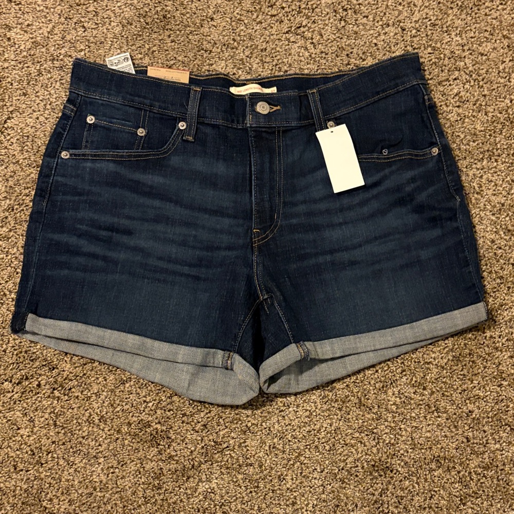 Levi's Dark Blue Roll-Cuff Denim Shorts